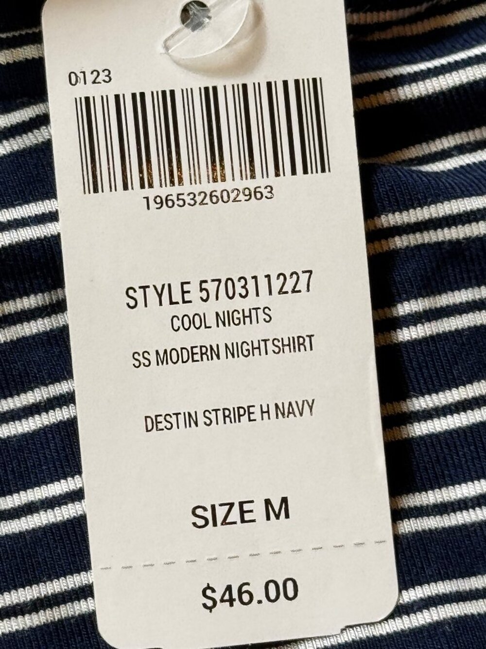 NWT Soma Cool Nights Short Sleeve Modern Nightshirt Navy Stripe Size M - Picture 6 of 9
